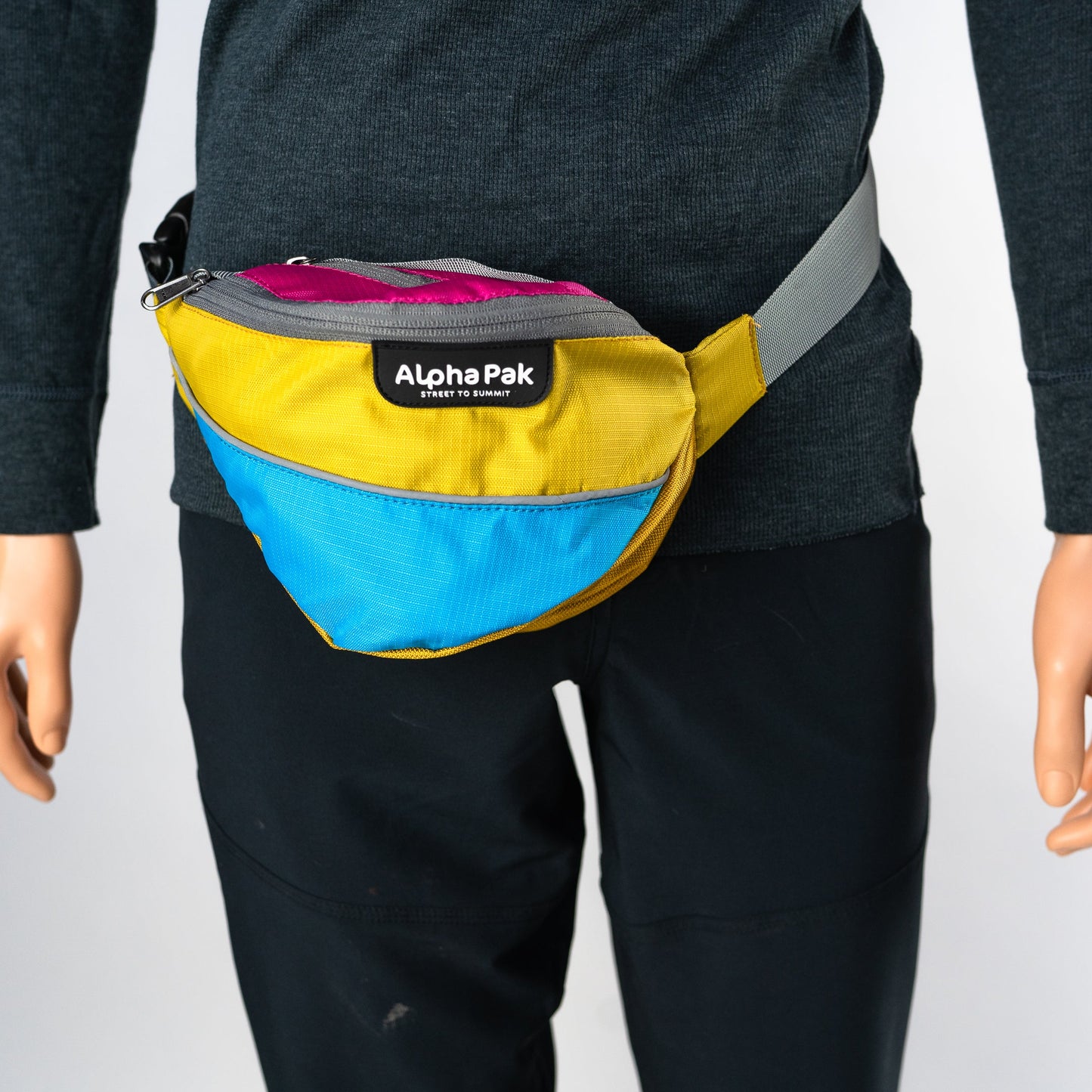 Blue Pink Yellow and Gray Retro Hip Fanny Pack