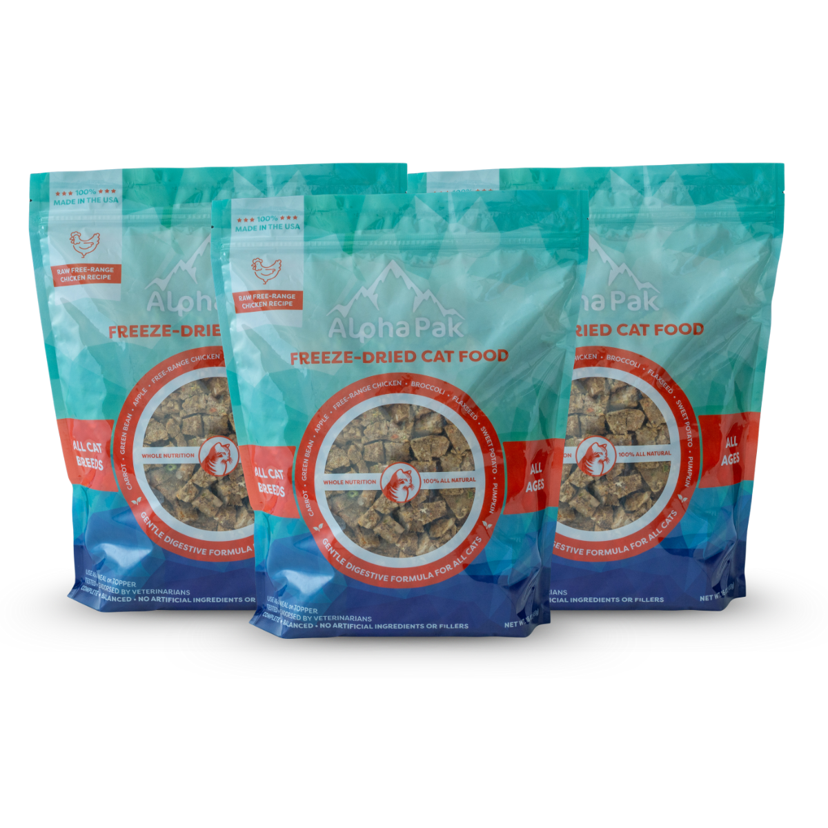 AlphaPak Freeze-Dried Cat Food - Chicken Recipe - 3 Bags