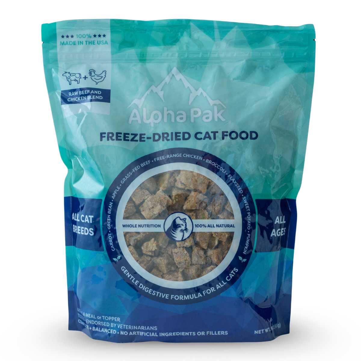 AlphaPak Freeze-Dried Cat Food - Beef & Chicken Blend - 1 Bag