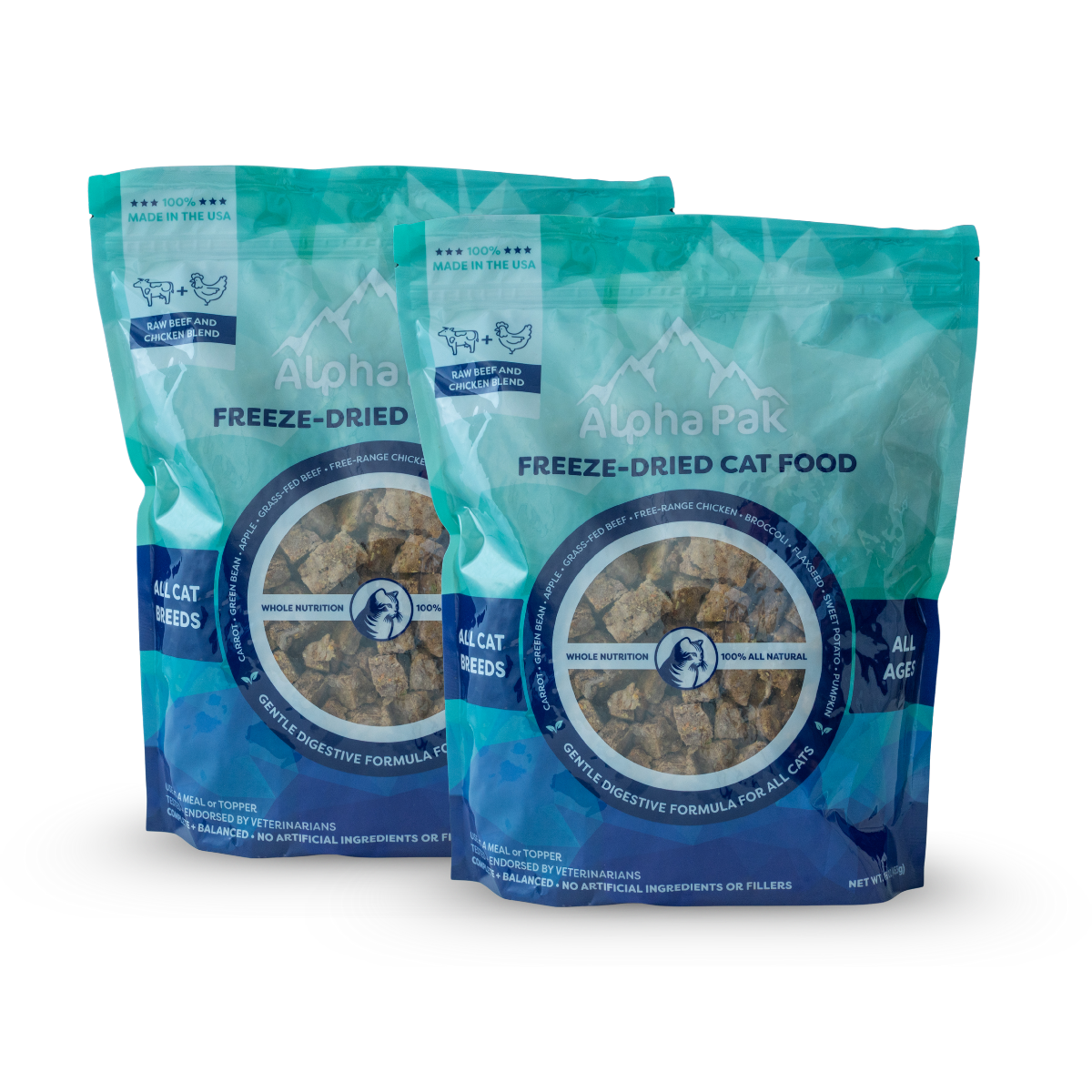 AlphaPak Freeze-Dried Cat Food - Beef & Chicken Blend - 2 Bags