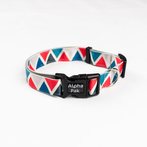 Blue Red White Triangular Pattern Dog Collar