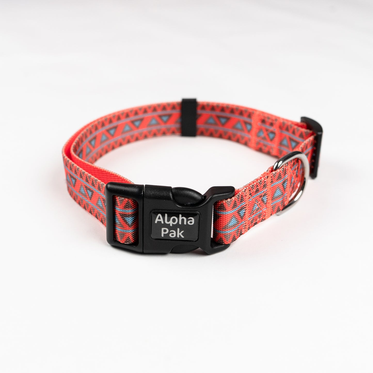 Natchez Orange Red and Blue Pattern Dog Collar