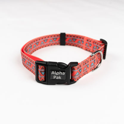 Natchez Orange Red and Blue Pattern Dog Collar