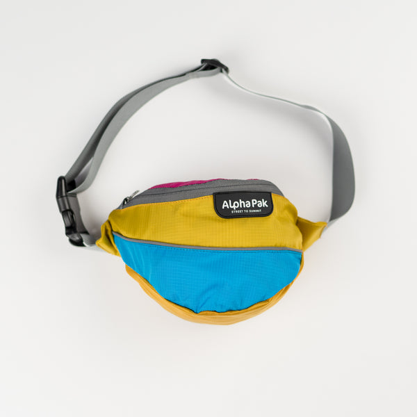 Blue Pink Yellow and Gray Retro Hip Fanny Pack