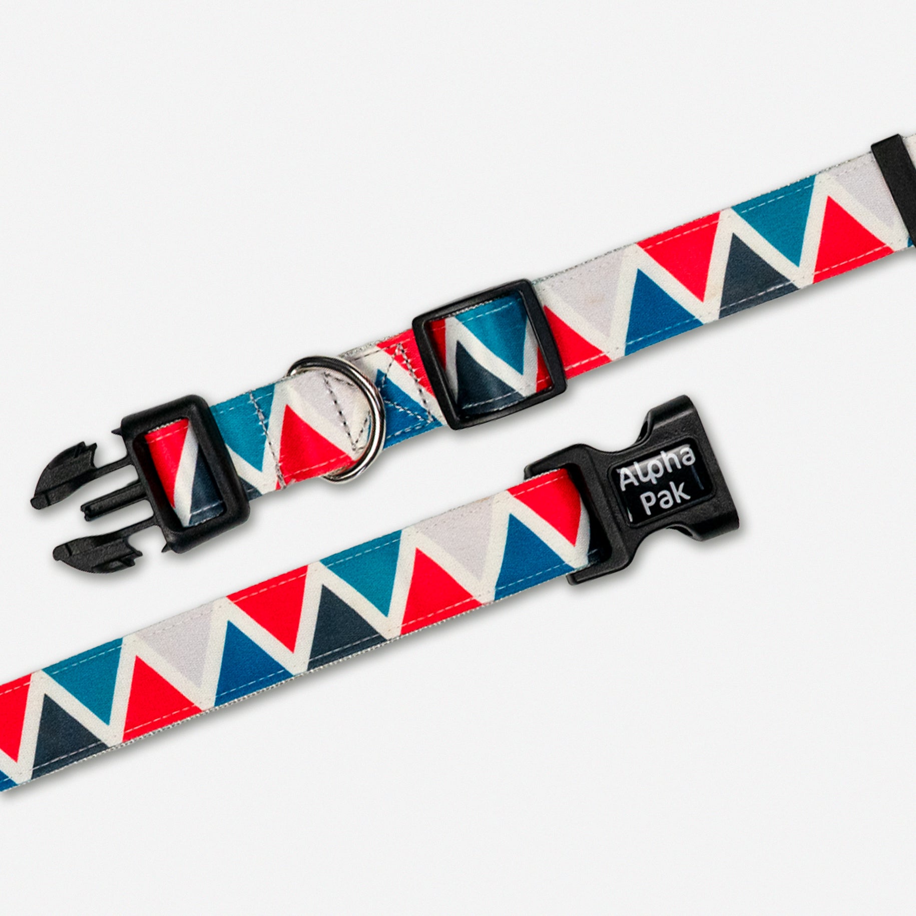 Blue Red White Triangular Pattern Dog Collar