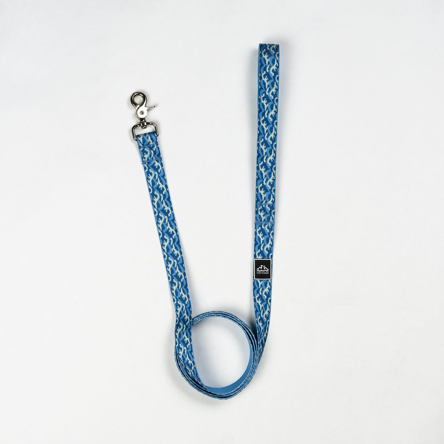 Tidal Blue and White Pattern Flat Dog Leash